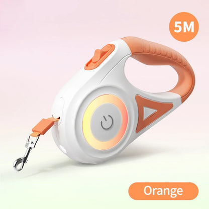 5M Retractable LED Dog Leash — Glowing Light for Safe Night Walks | Automatic & Comfortable Grip