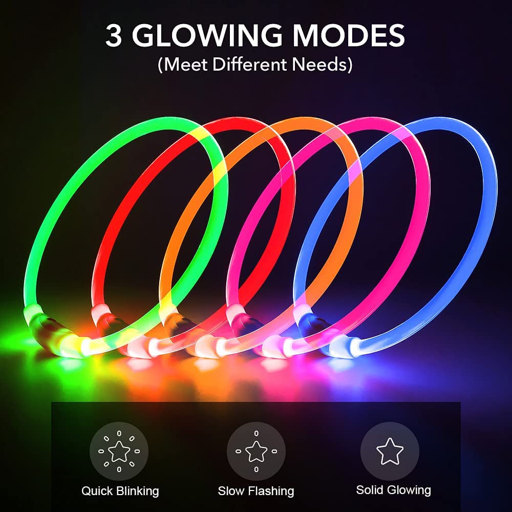 LED Dog Collar — Rechargeable, Waterproof & Customizable Length | Safe Night Walks for Dogs & Puppies