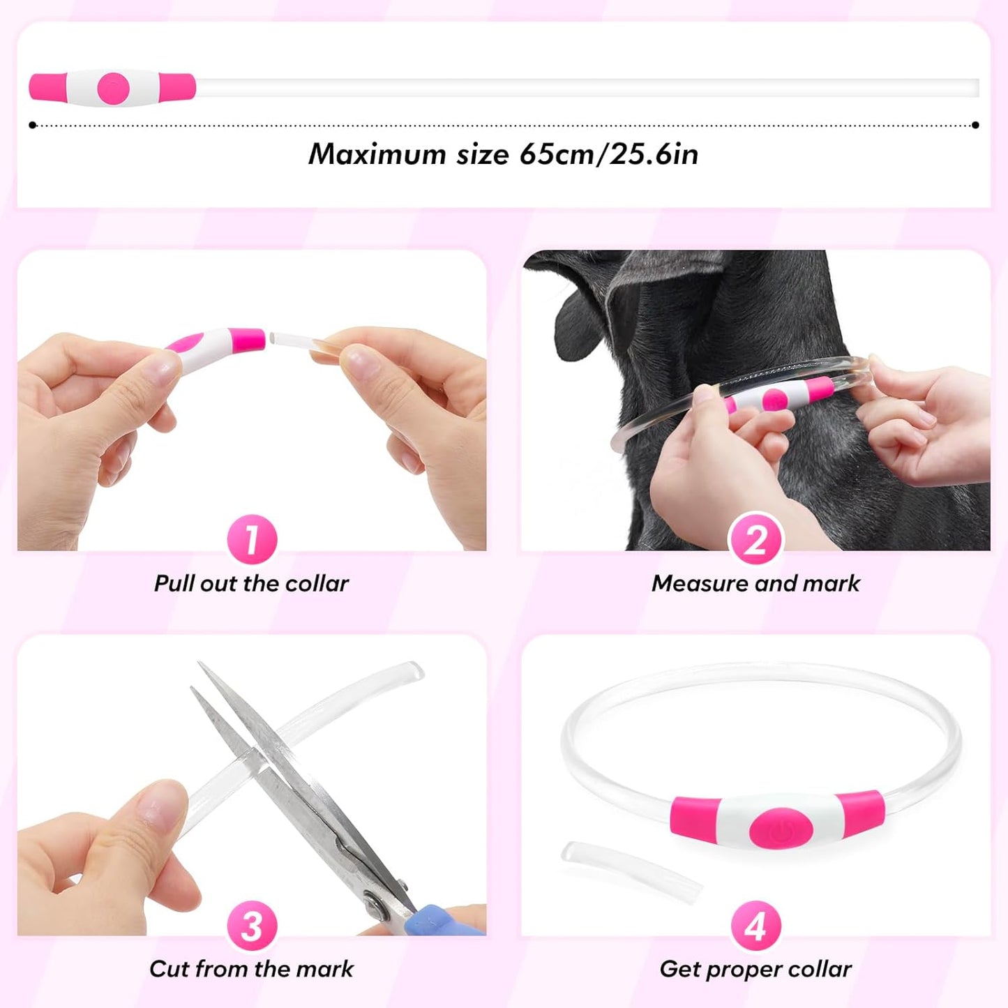 LED Dog Collar — Rechargeable, Waterproof & Customizable Length | Safe Night Walks for Dogs & Puppies
