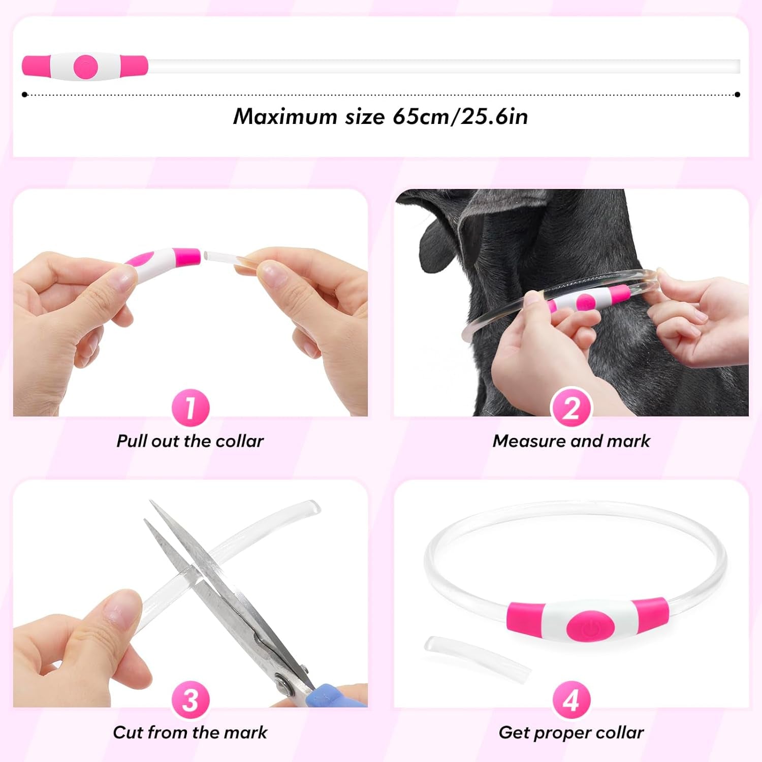 LED Dog Collar — Rechargeable, Waterproof & Customizable Length | Safe Night Walks for Dogs & Puppies