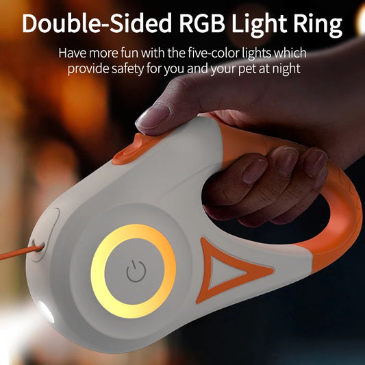 5M Retractable LED Dog Leash — Glowing Light for Safe Night Walks | Automatic & Comfortable Grip