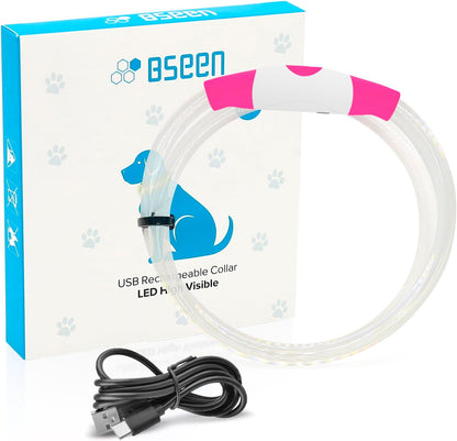 LED Dog Collar — Rechargeable, Waterproof & Customizable Length | Safe Night Walks for Dogs & Puppies